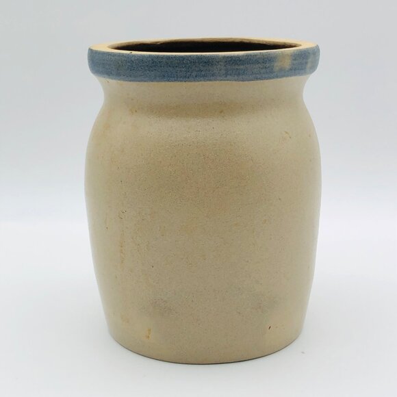 Vintage BBP Crock with Snowman 5.5" Tall Country Farmhouse Blue - Picture 5 of 8